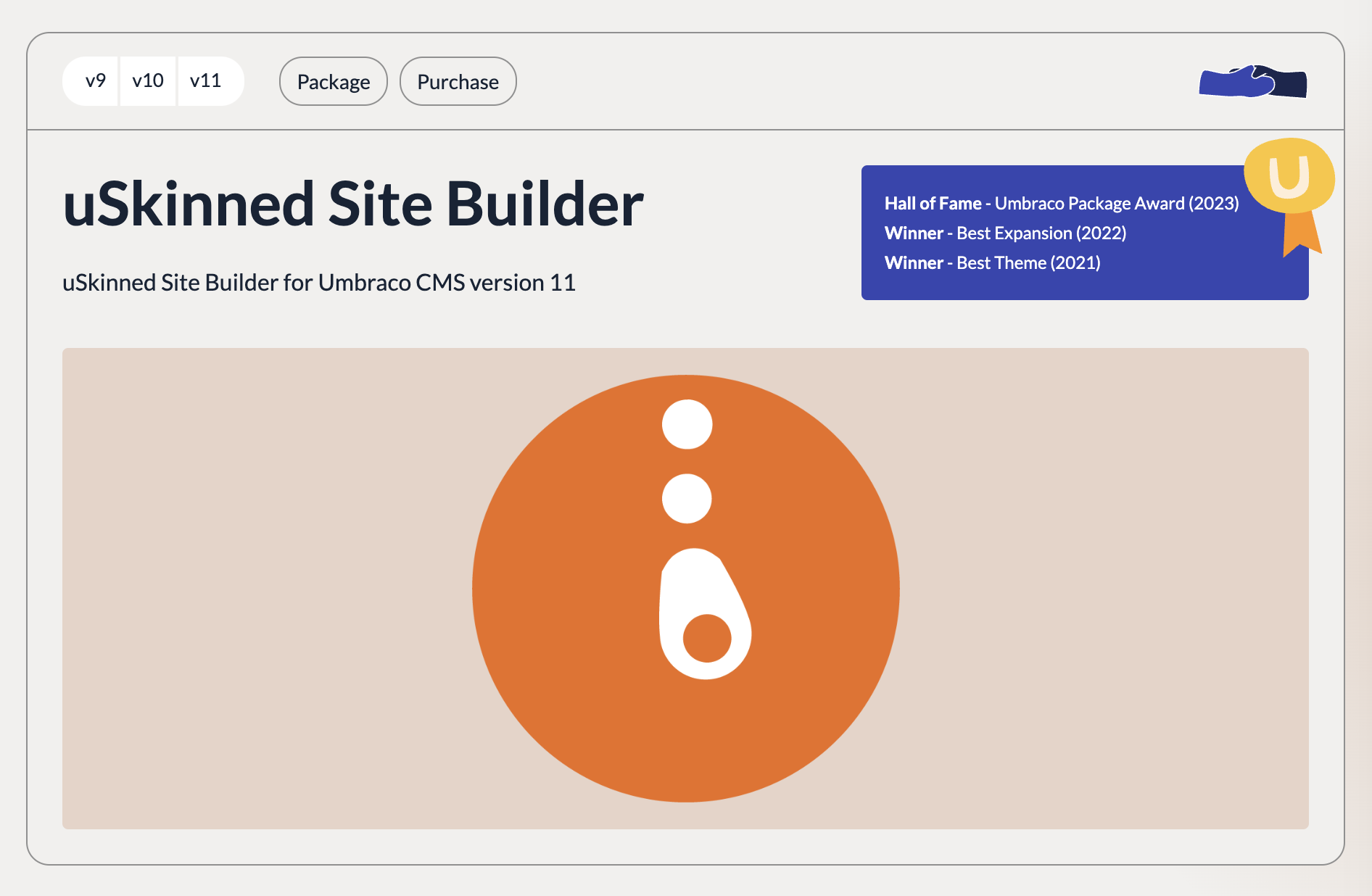uSkinned Site Builder featured on the Umbraco Marketplace.