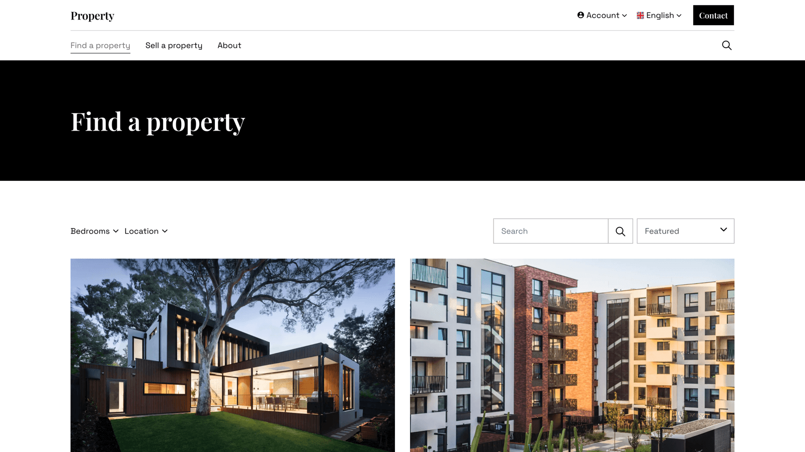 uSkinned for Umbraco Property Real Estate demo.