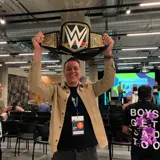 Marc wins the WWE (fanny pack) belt.