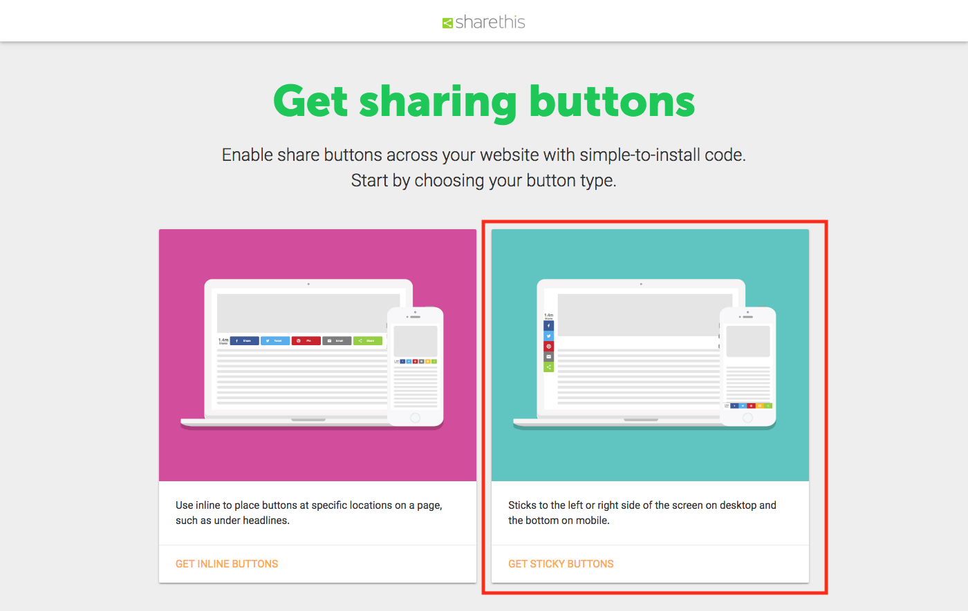 Sharethis button options.