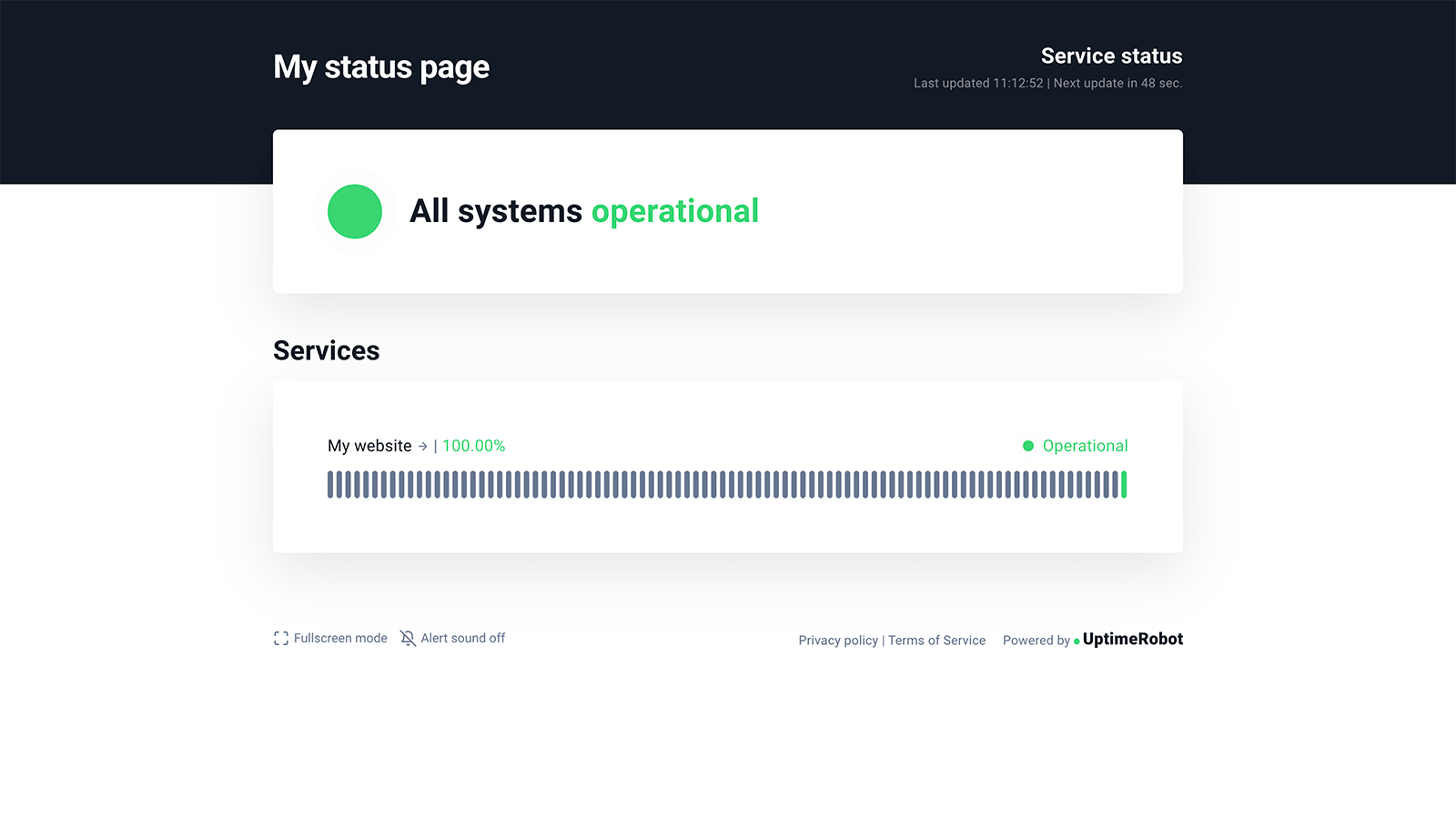 Your new Uptime Robot public status page.